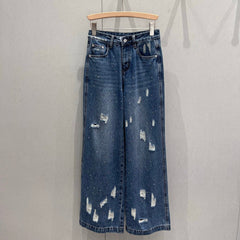 Loewe 25 Diamond Hole Straight Jeans Blue Cotton 217426