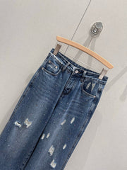 Loewe 25 Diamond Hole Straight Jeans Blue Cotton 217426