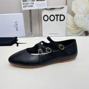 BALLET FLAT WITH CROSSOVER STRAP IN BLACK LAMBSKIN