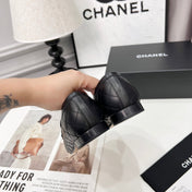 CHANEL 25S LOAFER DANCE SHOES IN BLACK CALFSKIN GOLD HARDWRE