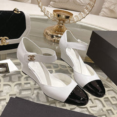 cc ballet 6cm white black wedge heel