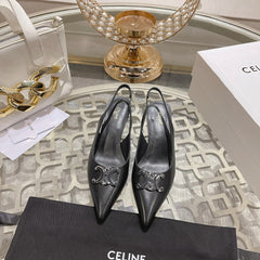 HIGH SLINGBACK 5 CM IN BLACK CALFSKIN