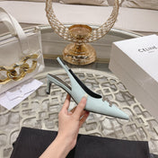 HIGH SLINGBACK 5 CM IN POWDER BLUE CALFSKIN