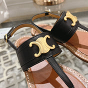 LYMPIA TRIOMPHE THONG IN CALFSKIN BLACK/BROWN