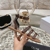 CLEA TRIOMPHE GLADIATOR SANDAL IN CHOCOLATE BROWN CALFSKIN - VEGETAL TANNING