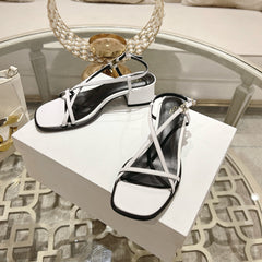 HIGH SANDAL 45MM IN WHITE LAMBSKIN