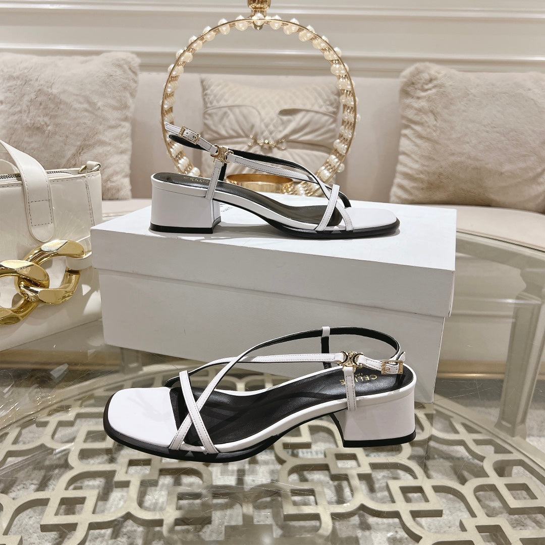 HIGH SANDAL 45MM IN WHITE LAMBSKIN