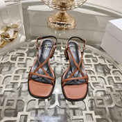 HIGH SANDAL 45MM IN RUSSET BROWN LAMBSKIN