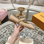 MARY JANE SHOES IN LINEN TAN PATENT CALFSKIN