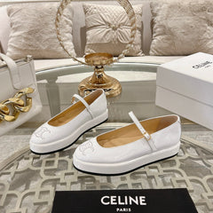 CLARA WEDGE MARY-JANE BALLERINA IN WHITE PATENT CALFSKIN