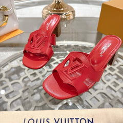 ISOLA HIGH 55 MM MULE IN CHERRY RED CALFSKIN