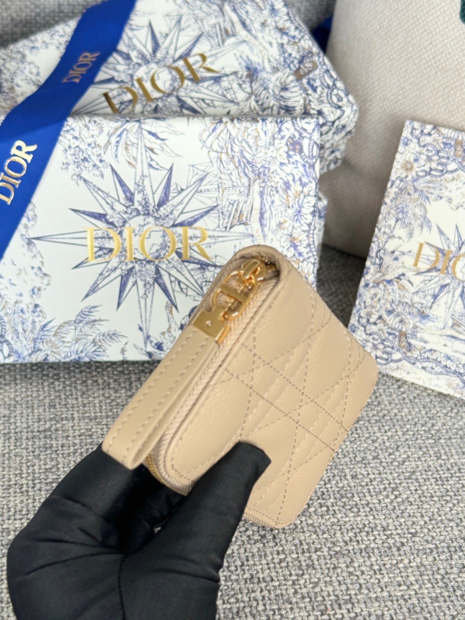 CARO SCARLET WALLET 11 IN BEIGE MACROCANNAGE CALFSKIN
