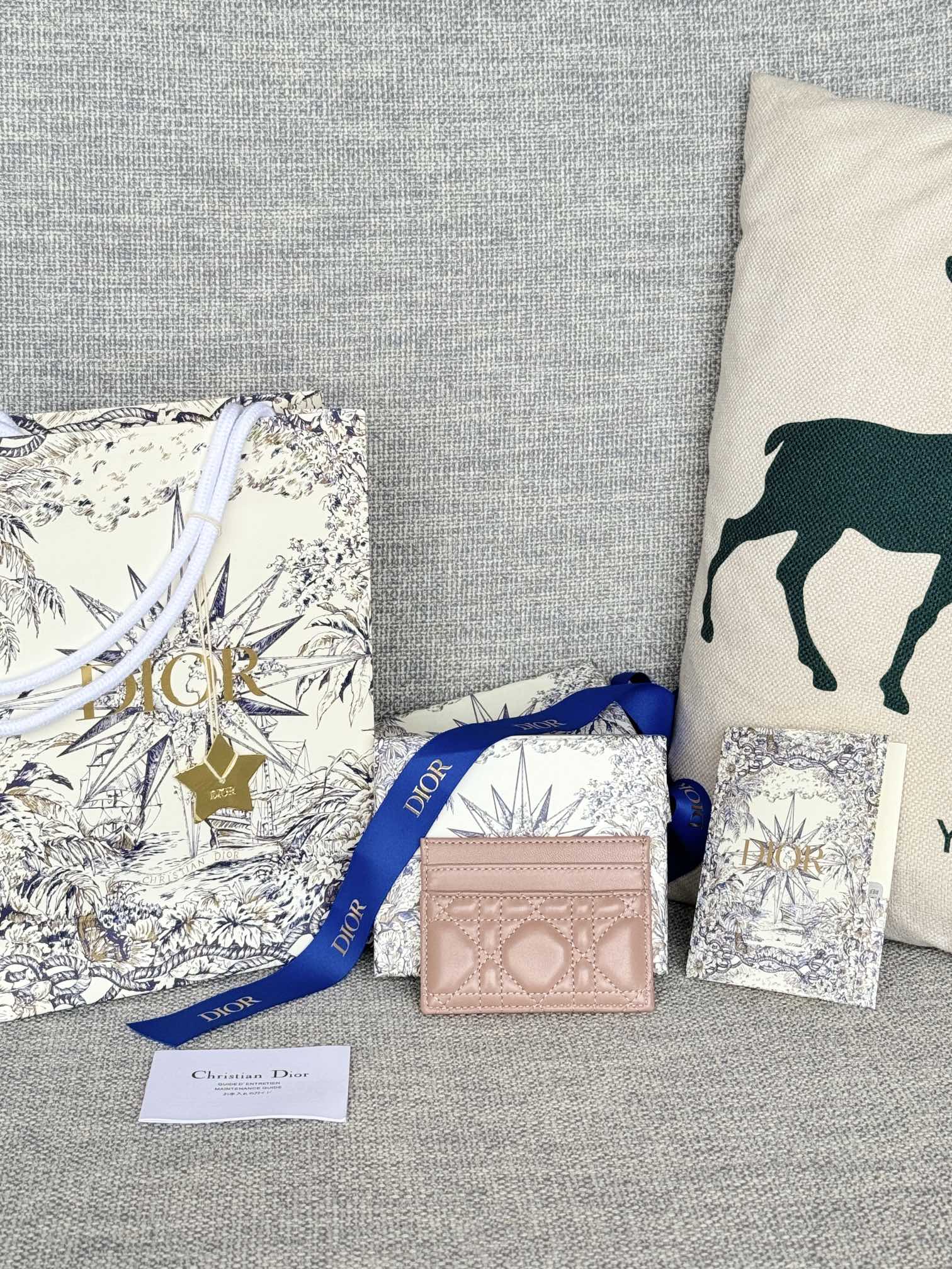 CARO FREESIA CARD HOLDER 10 IN BABY PINK CANNAGE CALFSKIN