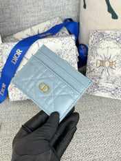 CARO FREESIA CARD HOLDER 10 IN BABY BLUE CANNAGE CALFSKIN