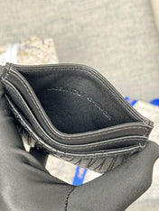 FREESIA CARD HOLDER 10 IN BLACK QUILTED ALLOVER CALFSKIN