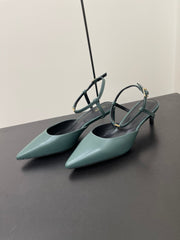 MORRAINE SLINGBACK PUMPS IN TEAL GREEN CALFSKIN