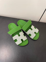 CHYPRE SANDAL GREEN MIX CREAM CALFSKIN