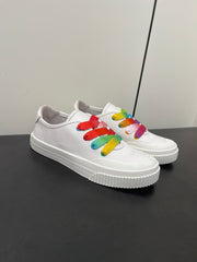 LP CLASSIC BISCUIT SNEAKERS WHITE WITH MULTI-COLOR LACES CALFSKIN