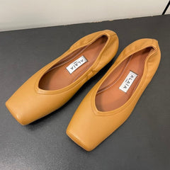 ALAIA BALLET FLATS IN COPPER BROWN SMOOTH CALFSKIN