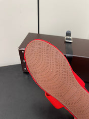 ALAIA BALLET FLATS IN CHERRY RED MESH FISHNET WITH GOLD HARDWARE