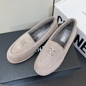 LOAFER IN KHAKI BROWN SUEDE AND SOLF FLEECE LINING