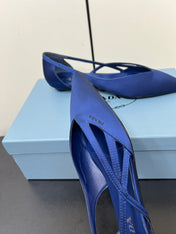 CUT-OUT BALLERINAS IN NAVY BLUE SATIN