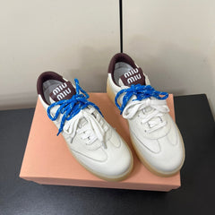 THICK-SOLED RETRO SNEAKERS IN WHITE MIX MERLOT SMOOTH LAMBSKIN