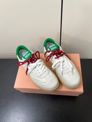 THICK-SOLED RETRO SNEAKERS IN WHITE MIX GREEN SMOOTH LAMBSKIN