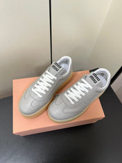 THICK-SOLED RETRO SNEAKERS IN PALE GRAY SMOOTH LAMBSKIN