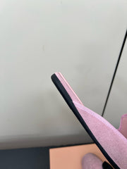 BOW MULES IN DUST PINK SUEDE