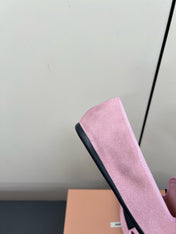 LOAFERS WITH BOW IN PINK SUEDE