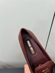 LOAFERS WITH BOW IN RED BROWN SHEEPSKIN