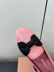 LOAFERS WITH BOW IN PINK SHEEPSKIN