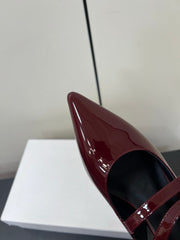 JUDY DOUBLE STRAP MARY JANE SLINGBACK IN BURGUNDY RED PATENT CALFSKIN