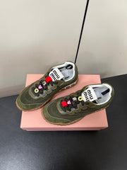 TYRE SNEAKERS IN DARK GREEN TECHNICAL FABRIC AND SUEDE WITH STICKER