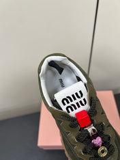 TYRE SNEAKERS IN DARK GREEN TECHNICAL FABRIC AND SUEDE WITH STICKER