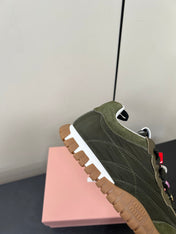 TYRE SNEAKERS IN DARK GREEN TECHNICAL FABRIC AND SUEDE WITH STICKER