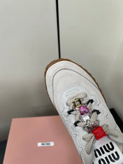 TYRE SNEAKERS IN OFF WHITE TECHNICAL FABRIC AND SUEDE WITH STICKER