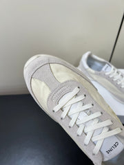 CELINE 25S RACER FORREST GUMP SNEAKERS IN IVORY AND GRAY MERCERIZED CALFSKIN