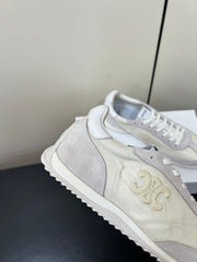 CELINE 25S RACER FORREST GUMP SNEAKERS IN IVORY AND GRAY MERCERIZED CALFSKIN