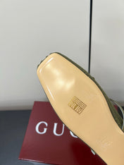 GG MARY JANE 25S IN MOSS GREEN CANVAS WITH GOLD HARDWARE