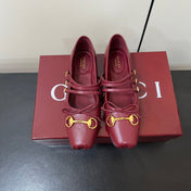 GG MARY JANE 25S IN RED LAMBSKIN WITH GOLD HARDWARE
