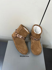 BALENCIAGA 25S ALASKA ANKLE BOOTS IN BROWN SUEDE AND LAMBSKIN