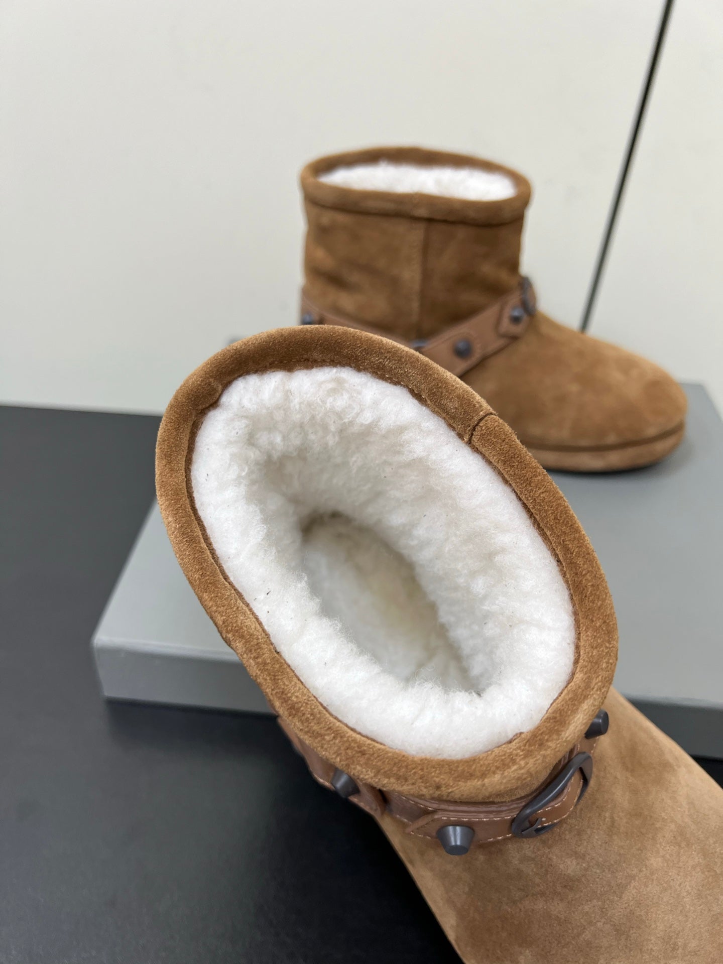 BALENCIAGA 25S ALASKA ANKLE BOOTS IN BROWN SUEDE AND LAMBSKIN