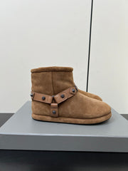 BALENCIAGA 25S ALASKA ANKLE BOOTS IN BROWN SUEDE AND LAMBSKIN