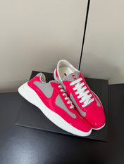 PRADA 26S SNEAKERS IN PINK PATENT CALFSKIN AND WHITE MESH