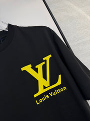 LV BLACK COTTON T-SHIRT YELLOW LOGO 238915