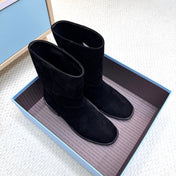 PRADA 25S LOW-CUT BOOTS IN BLACK SUEDE
