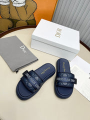 PLATFORM SLIDES 25S 50MM IN NAVY BLUE CALFSKIN AND ELECTRIC FABRIC