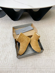 FLAT ANKLE BOOTS IN CIDER BROWN SUEDE AND SHEARLING LINING